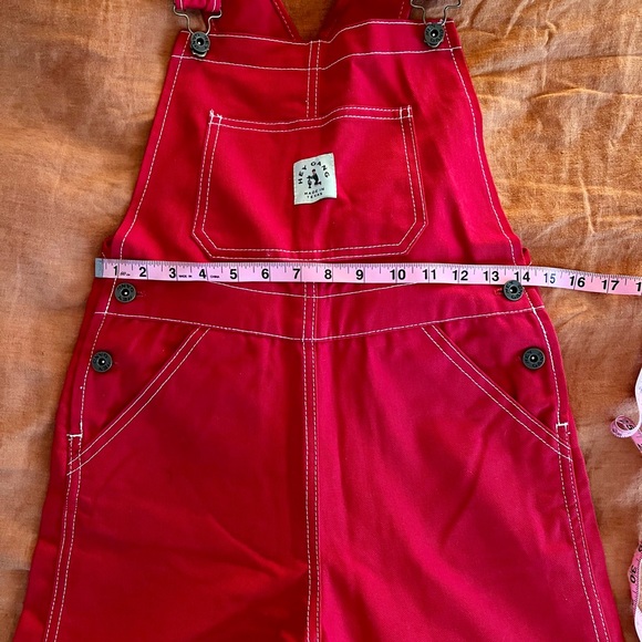 The Hey Gang Knee Patch Overalls Red Denim Size 00 - Picture 4 of 7